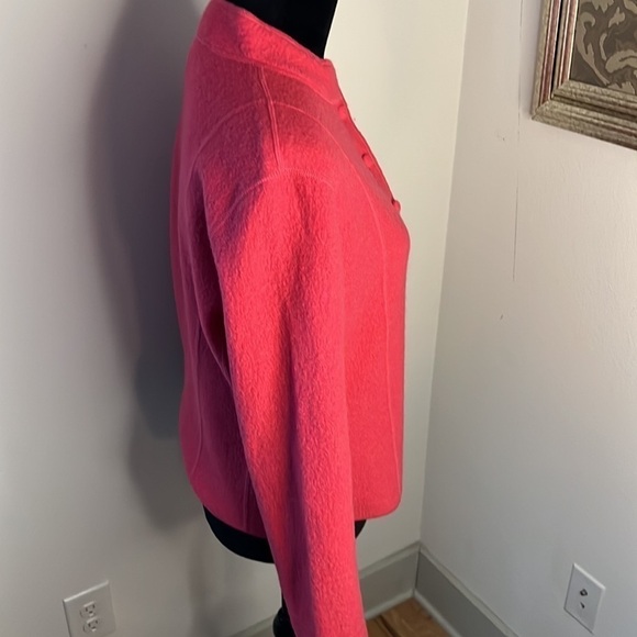 Talbots 100% Wool salmon pink sz M buttoned down jacket sweater top - Picture 4 of 9